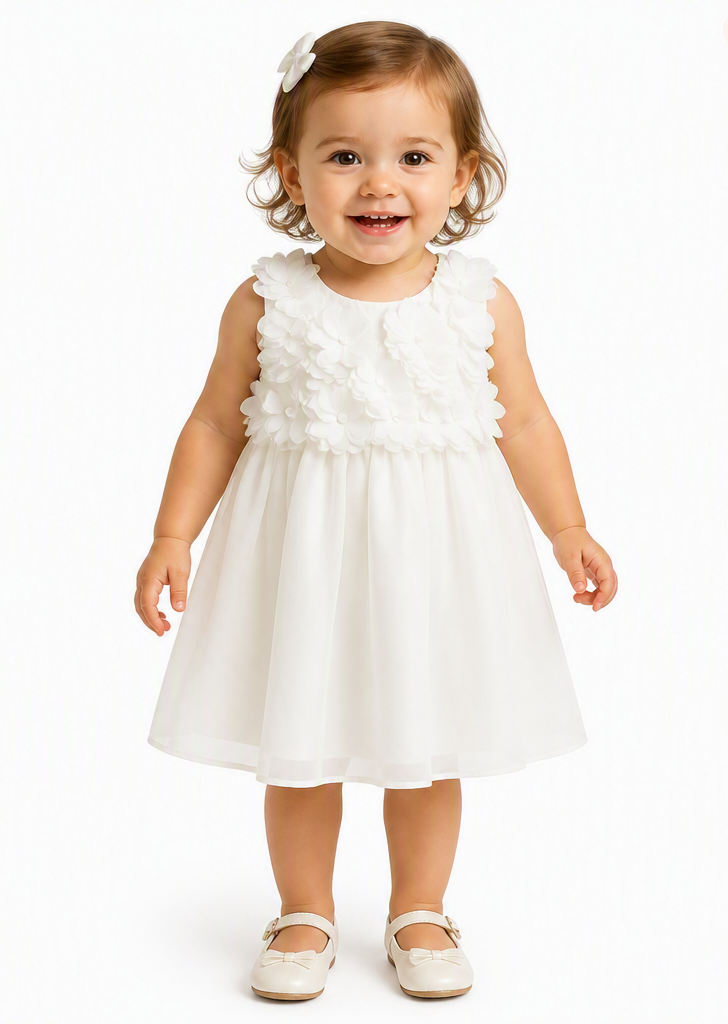 Robe blanche à pétales