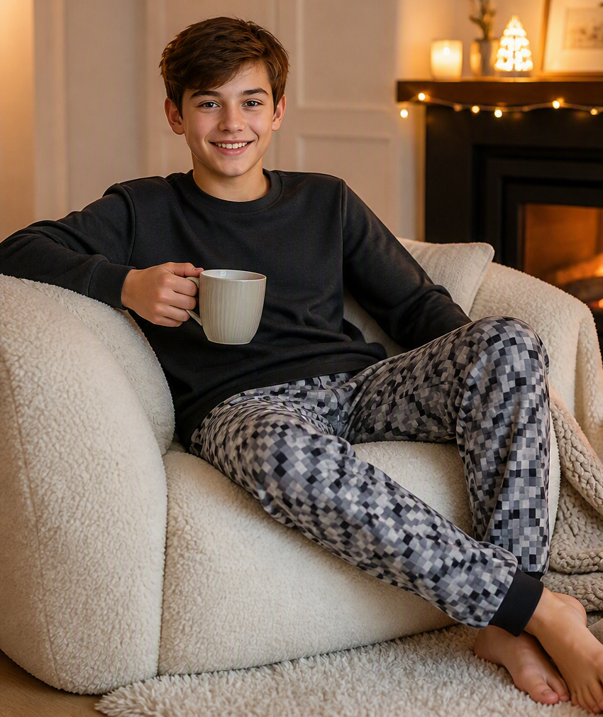 Pantalon de pyjama pixel gris