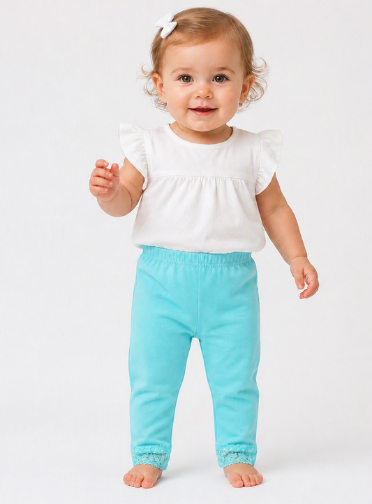 Pantalon Turquoise avec dentelles