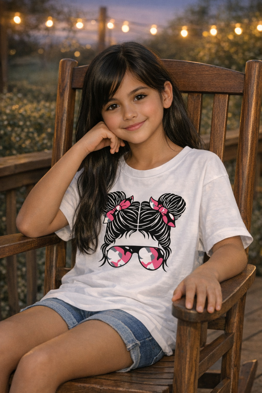 T-Shirt Stylé Lunette Motif Armé Rose