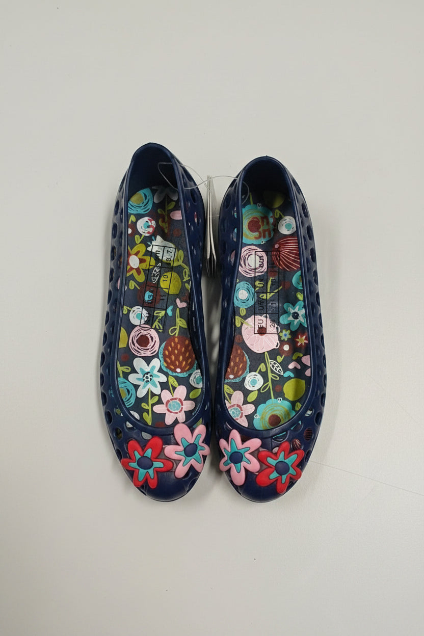 Sandales jelly bleu marine – fleurs colorées 🌸