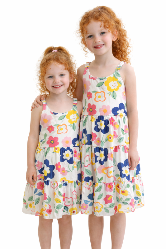Robe Blanche avec Fleurs multicolores