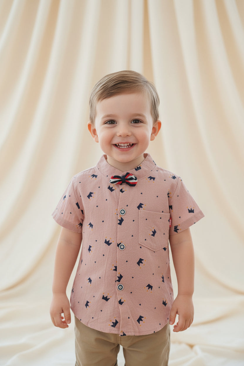 Chemise Gentlemen Rougeâtre avec nœud papillon