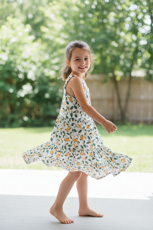 Robe à Motif d'Orange avec ces Feuilles