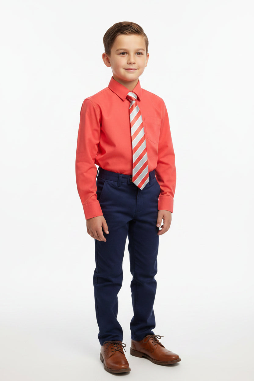 Chemise corail avec Cravate assorti