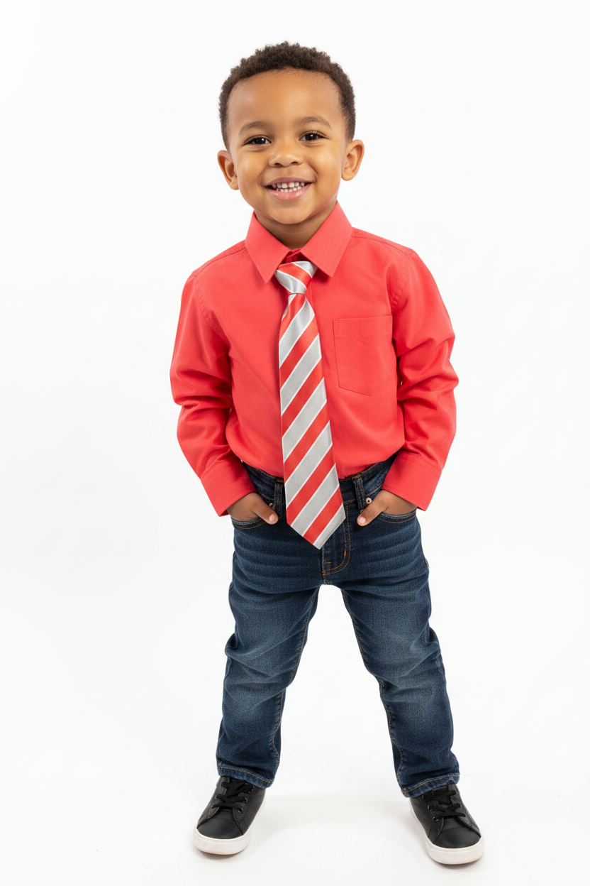 Chemise corail avec Cravate assorti