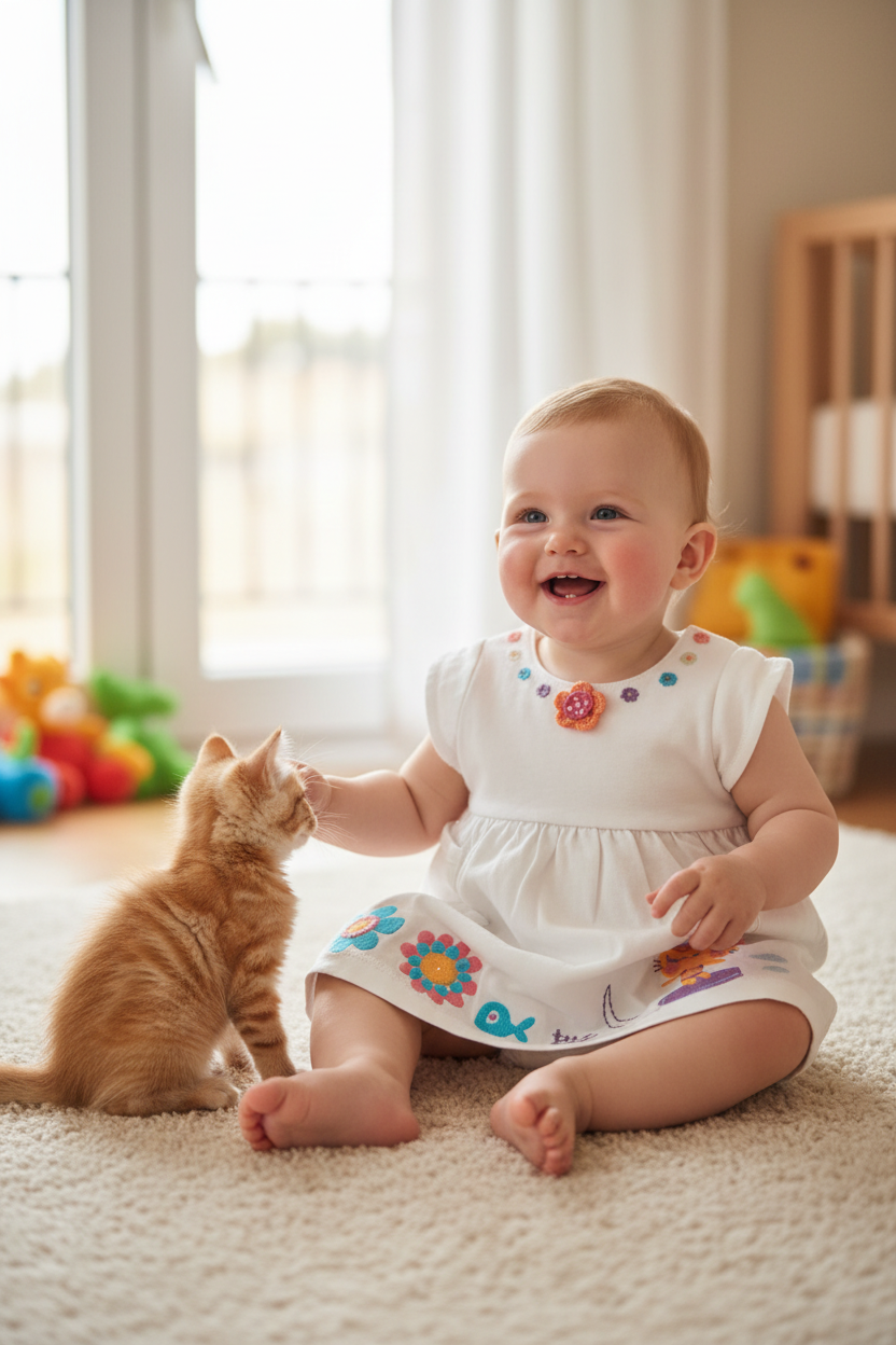 Robe fleur 3D et Chat Brodé