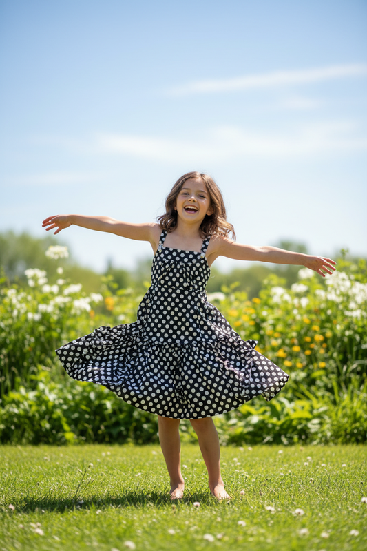 Robe a Pois Noir et Blanc