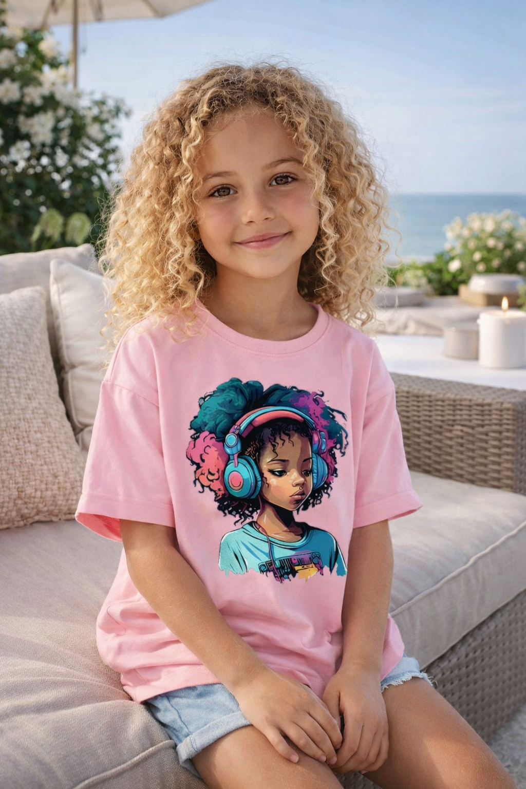 T-shirt rêveuses de Musique- Rose