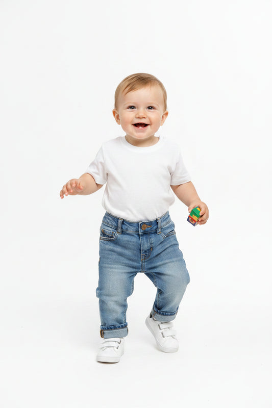 Jeans effet griffé discrete