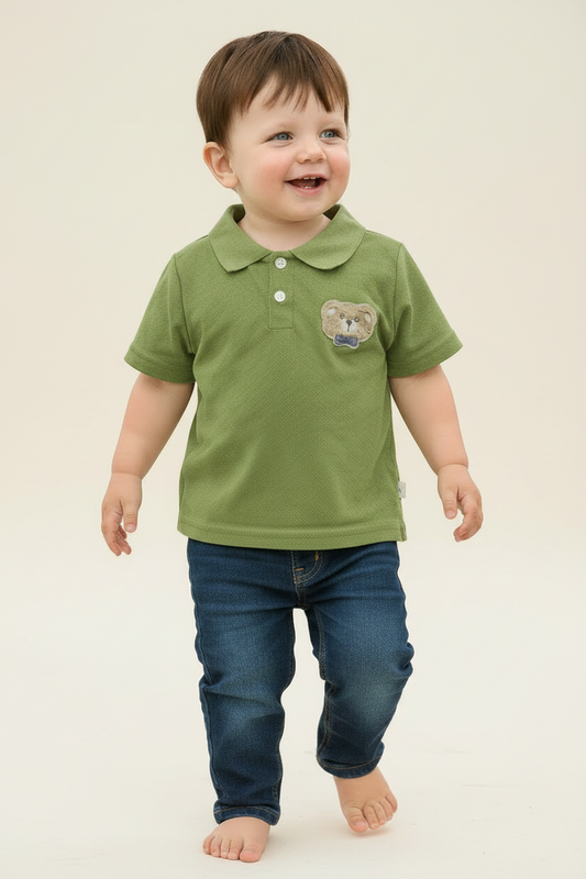 Polo avec Ourson Brodé - Vert