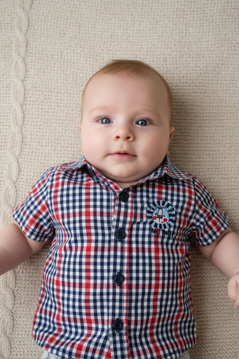 Chemise a carreaux et petit lion