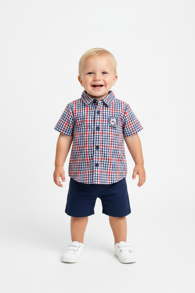 Chemise a carreaux et petit lion