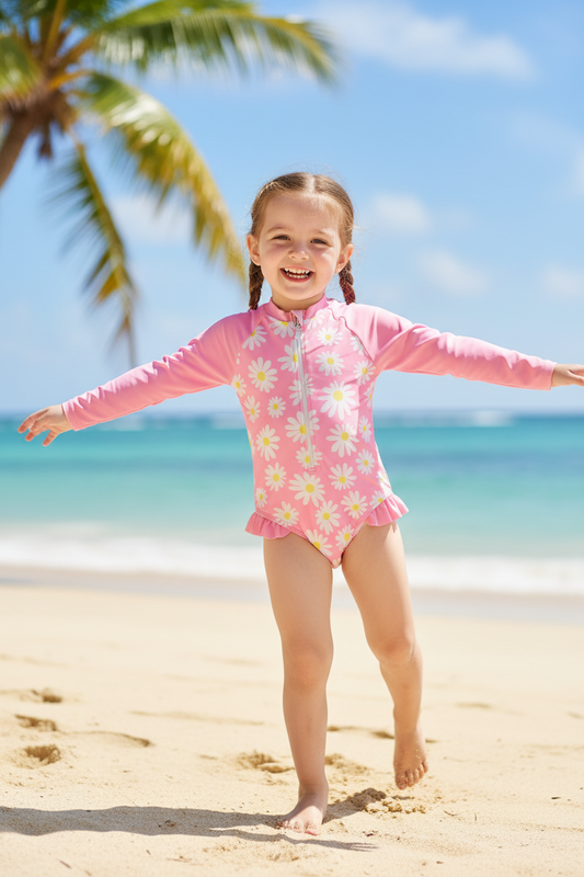 Maillot de bain protection Uv - Rose Marguerite