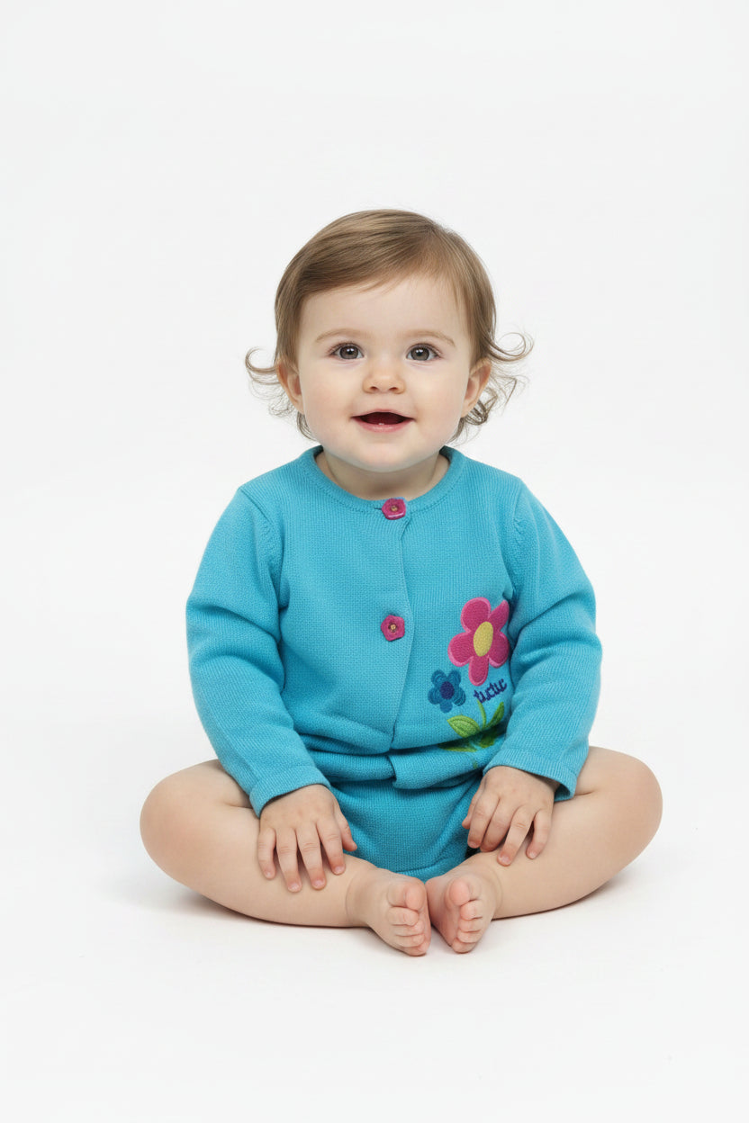 Veste bleu ciel “Little Flower”