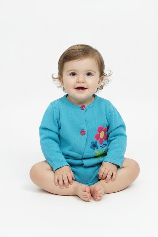 Veste bleu ciel “Little Flower”