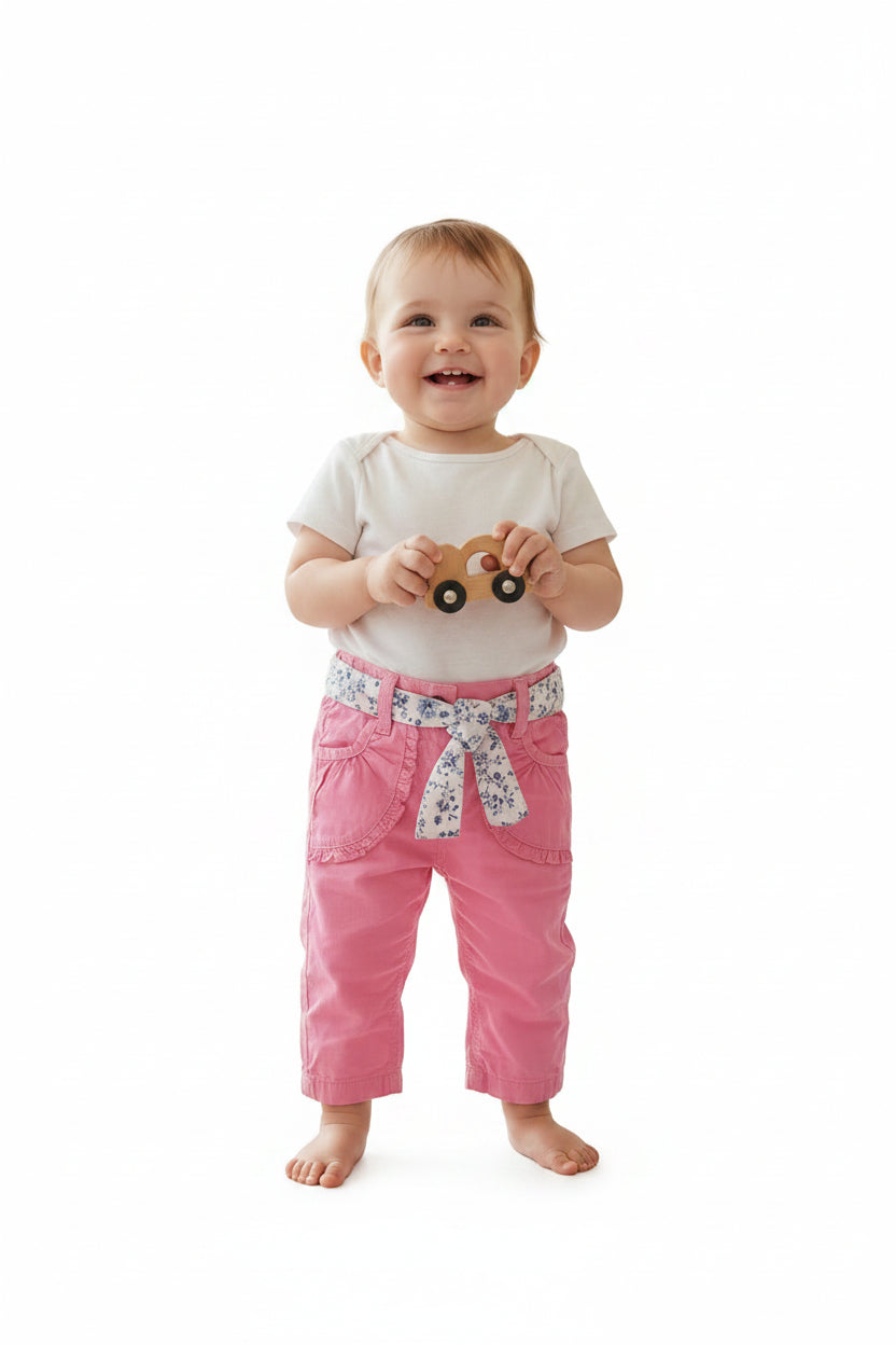 Pantalon Rose avec ceinture fleuries