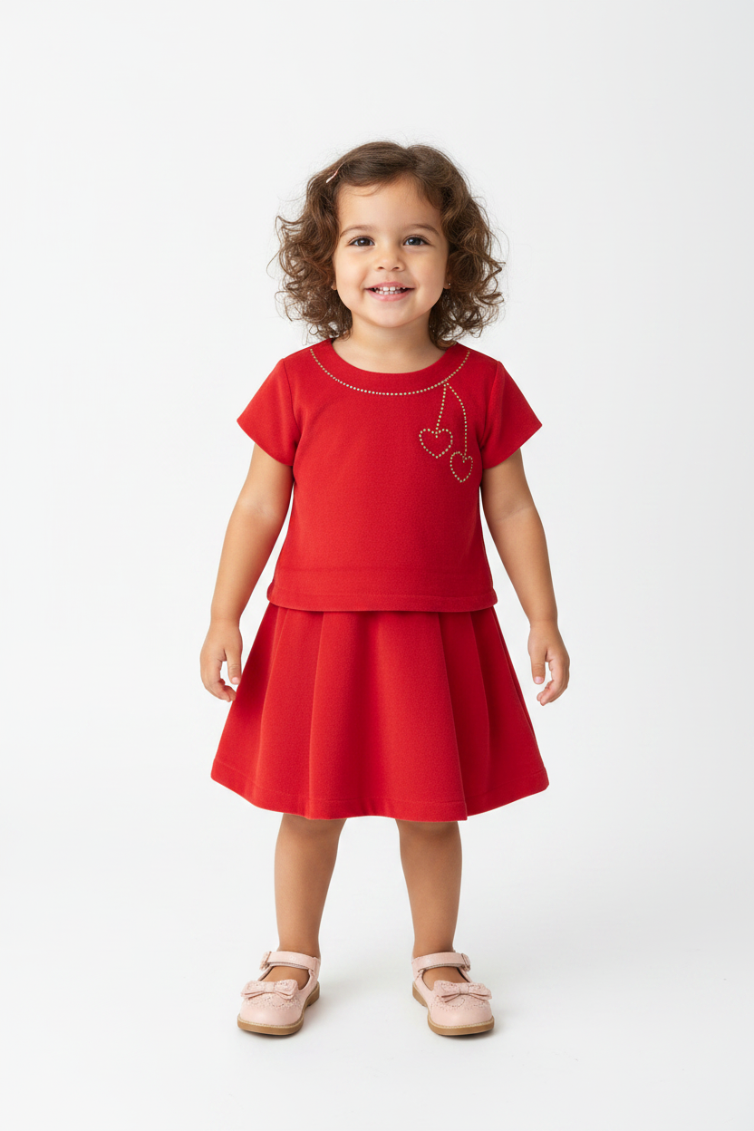 Robe soyeuse rouge – Cerises dorées