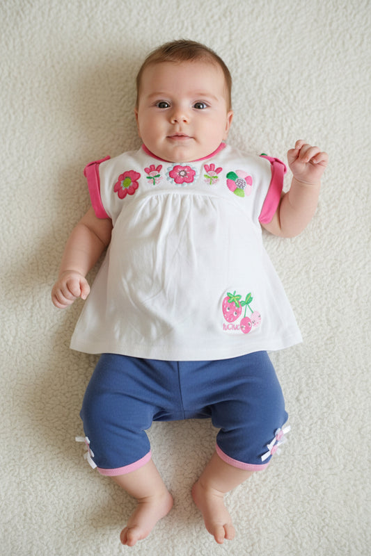 Ensemble 2 piéces Fleurs,fraise et cerise
