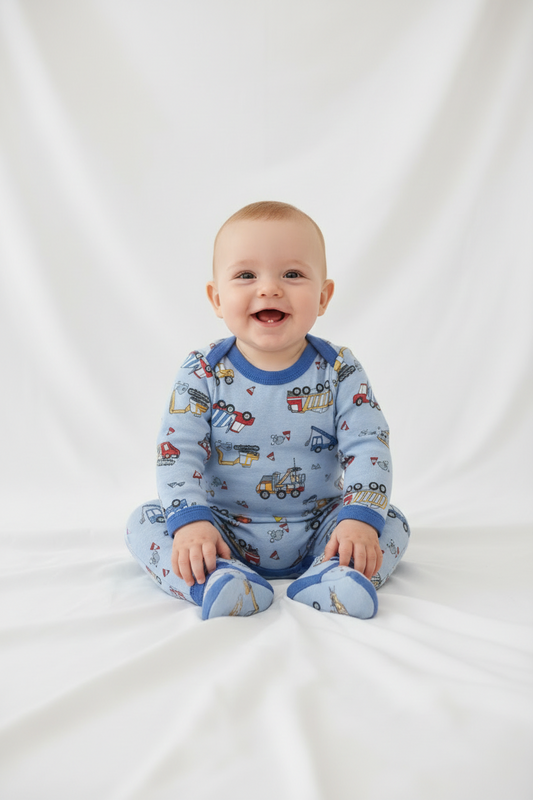 Ensemble pyjama bébé - Camion/ Tracteur 🚧💙