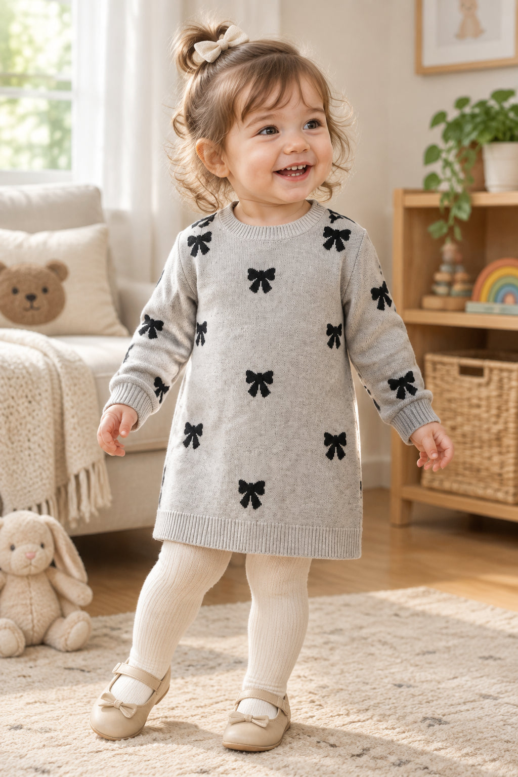 Robe beige boucle noir