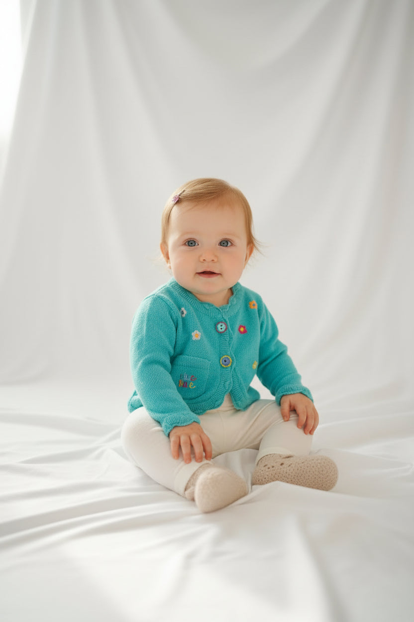 Veste en laine avec broderies et boutons de Fleurs