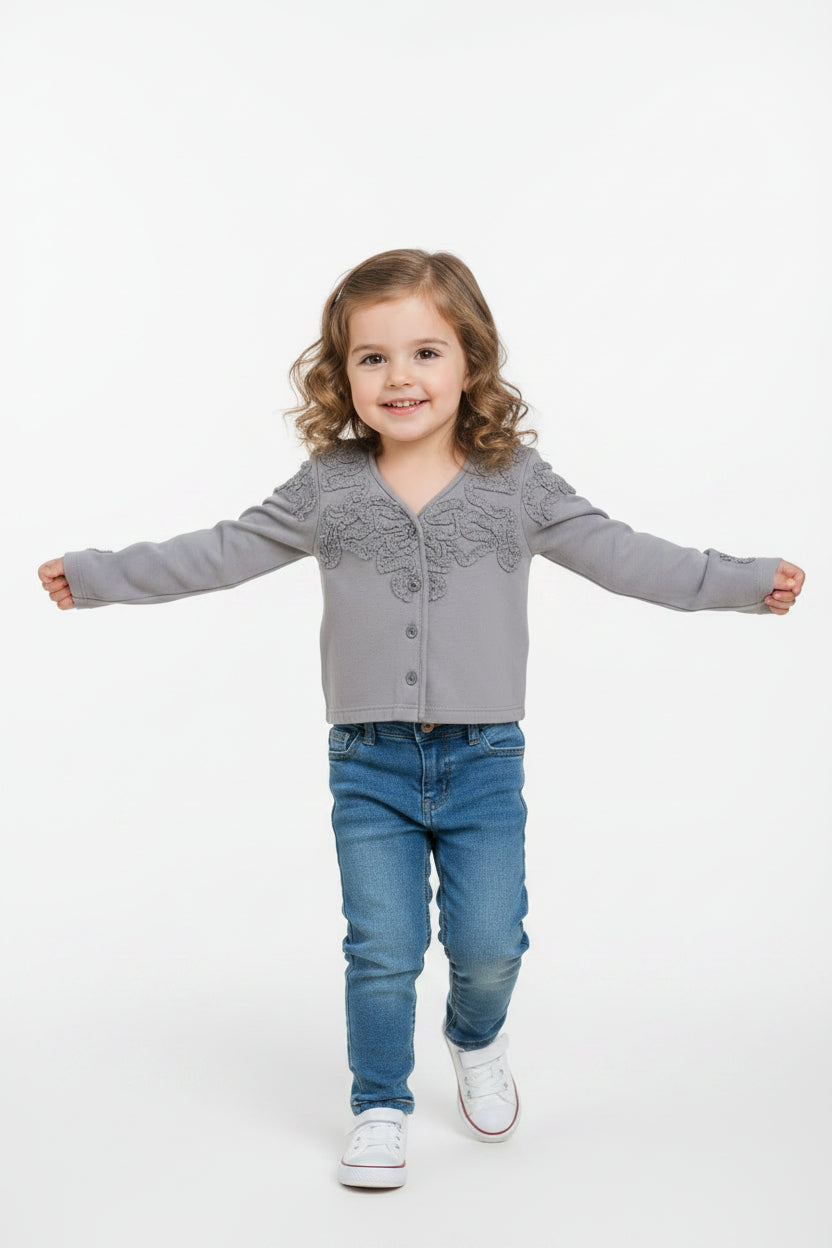 Cardigan gris en maille douce