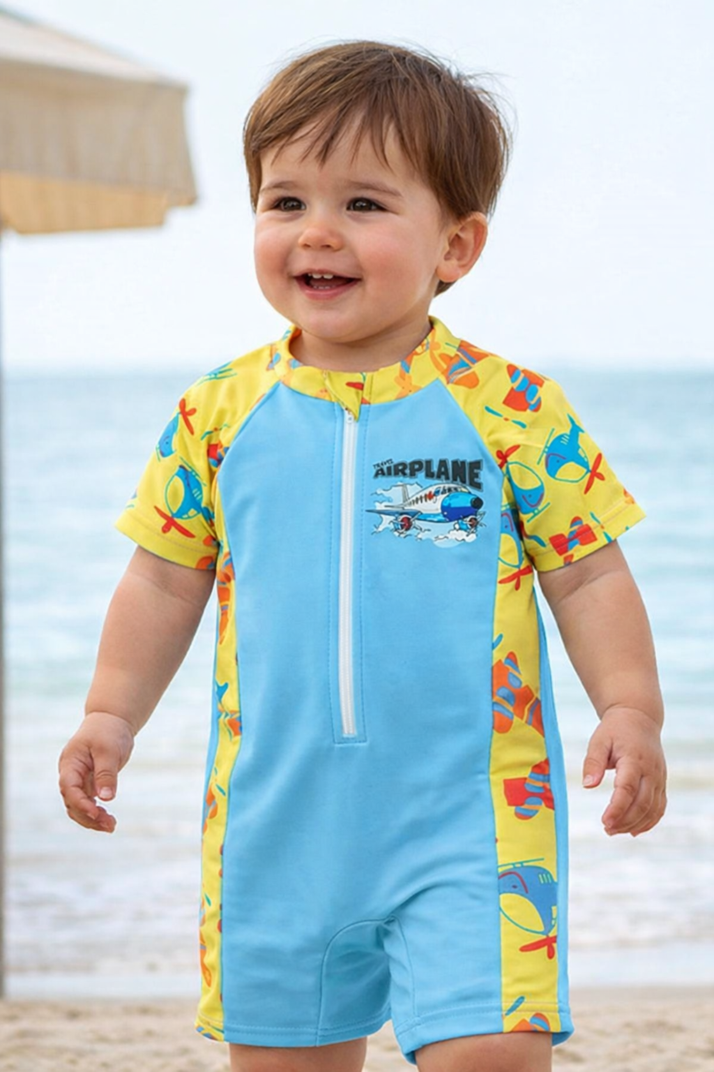 Maillot de bain protection UV 1 pièce Petit Pilote Bleu