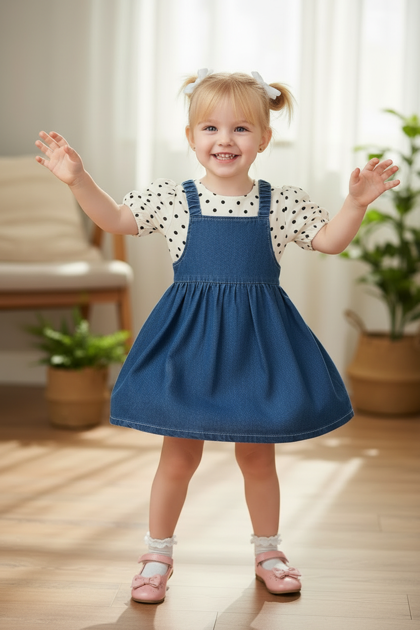 Robe salopette denim – douceur & style