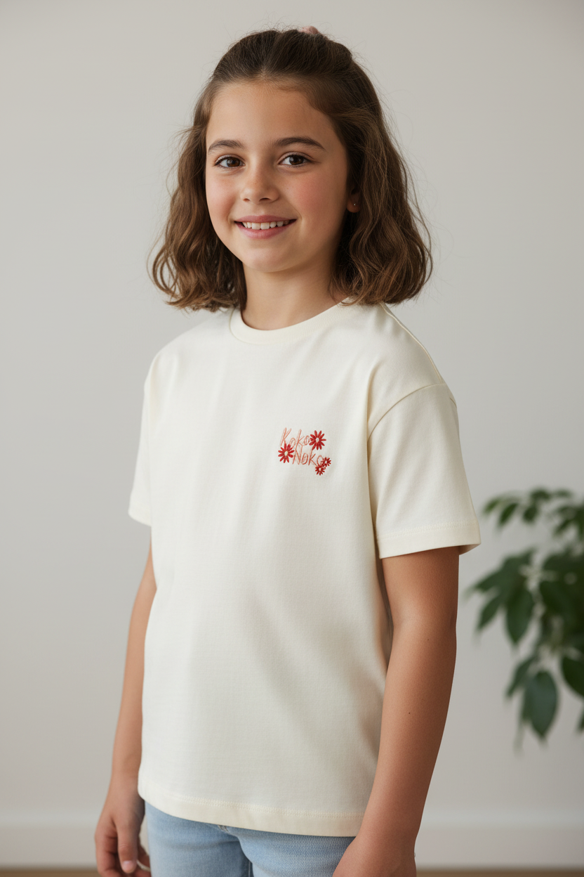 Chandail avec logo Koko Noko en Rosé et Fleurs Rouges