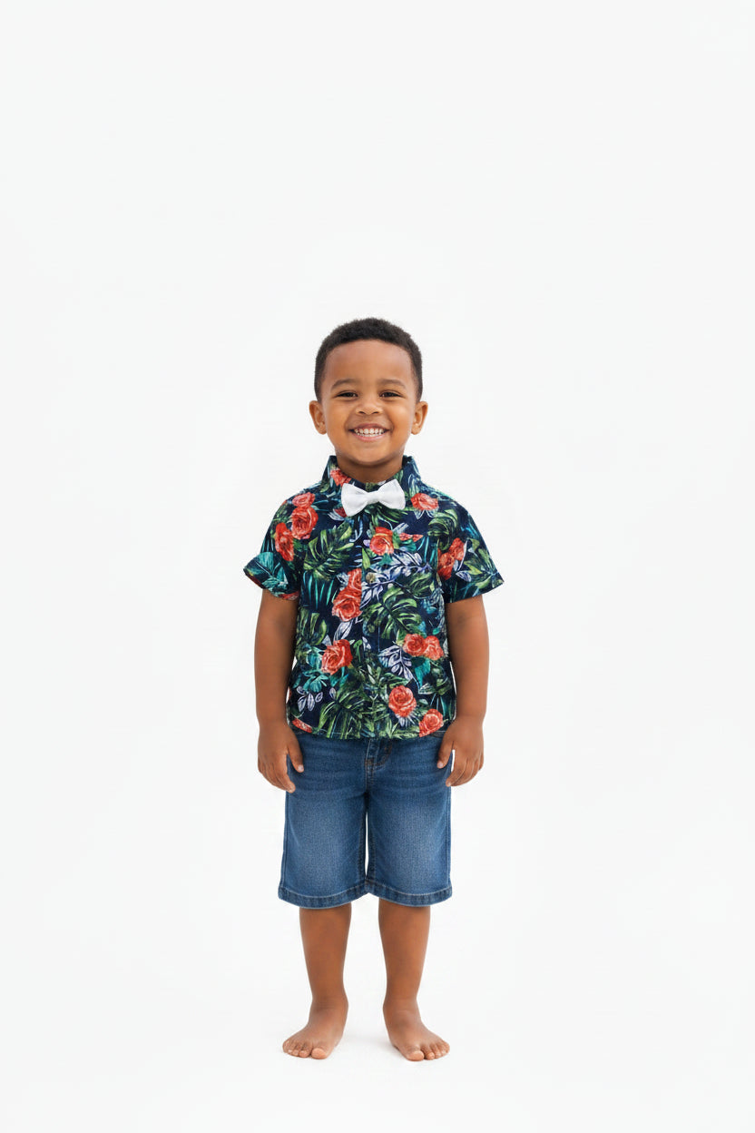 Chemise Tropicale avec Noeuf Papllion