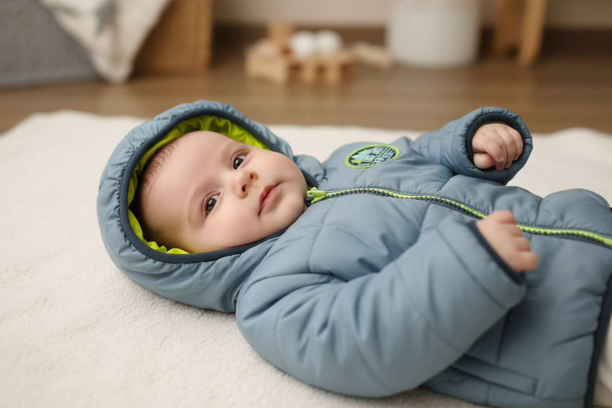 Manteau hiver matelassé bleu ciel