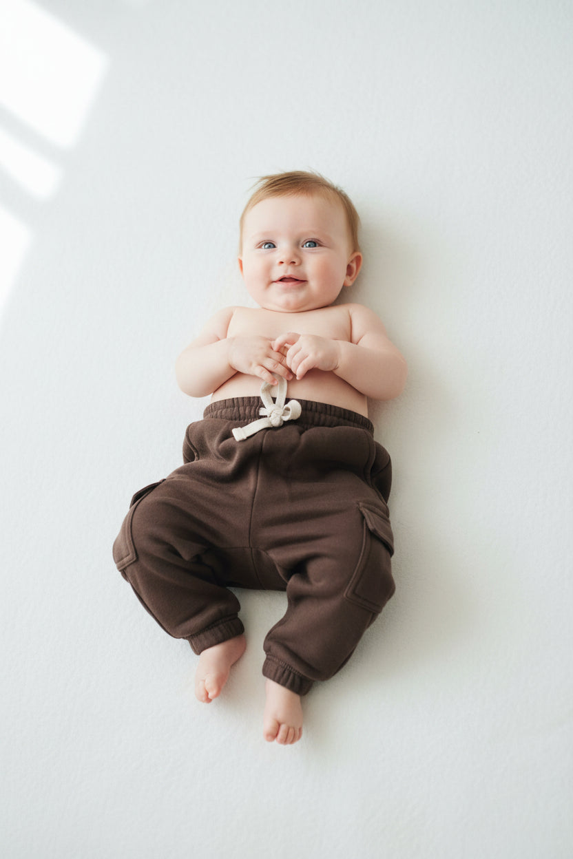 Pantalon Jogger Cargo Ouaté -Brun