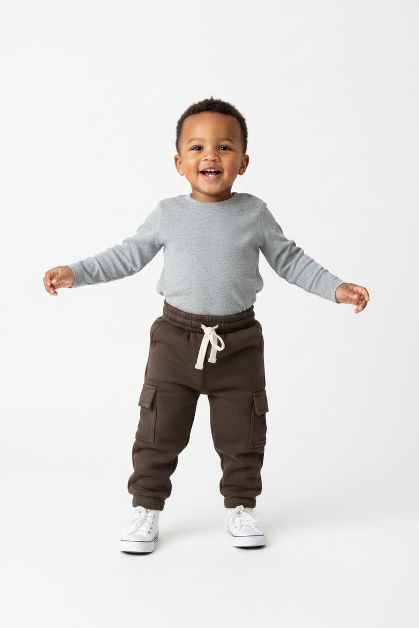 Pantalon Jogger Cargo Ouaté -Brun
