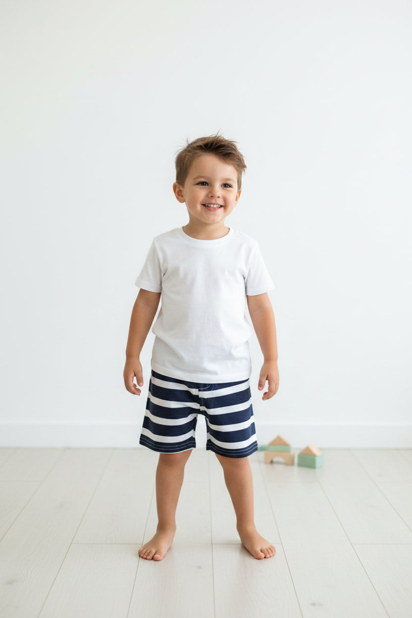 Short Rayée Bleu et Blanc