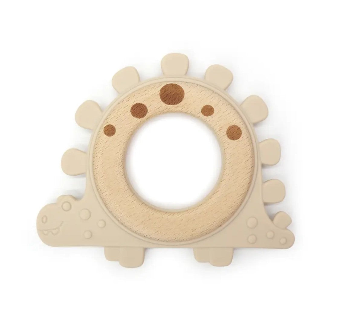 Anneaux de dentition Silicone et Bambou - Dino Chew Buddy- Beige