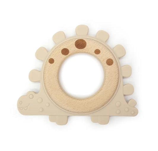 Anneaux de dentition Silicone et Bambou - Dino Chew Buddy- Beige