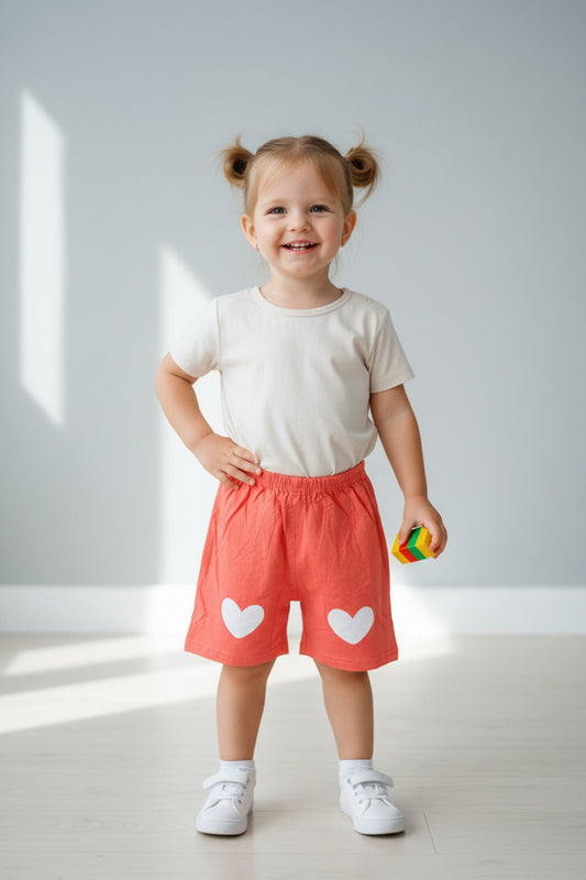 Short corail à cœurs