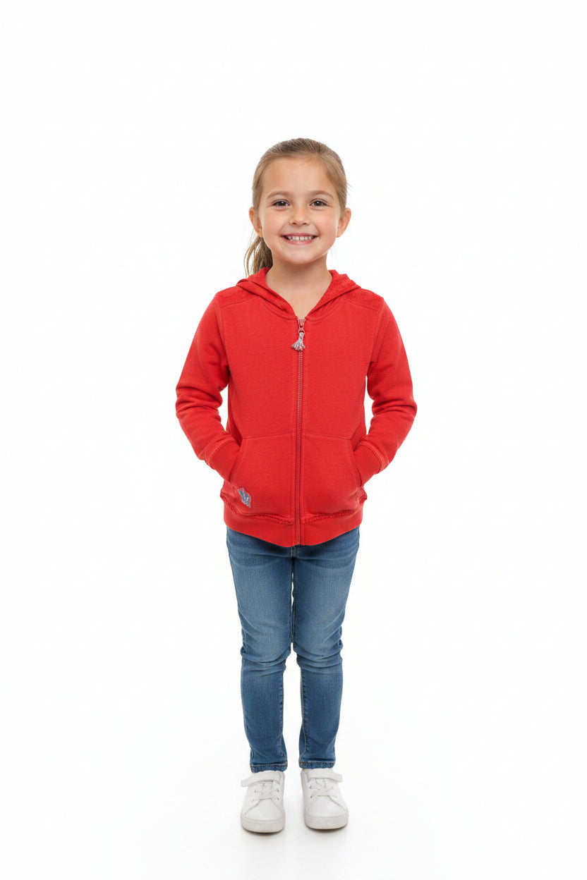 Veste à capuchon,dentelle rouge