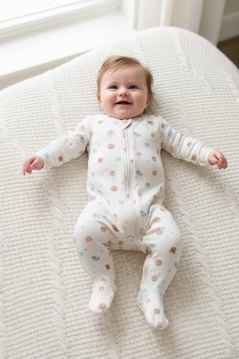 Pyjama une pièce de petits animaux avec cœurs