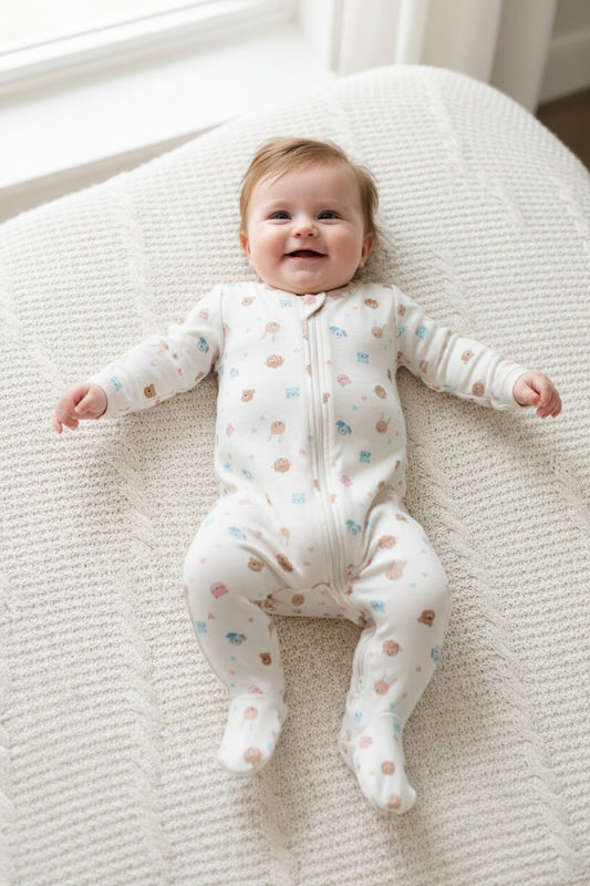 Pyjama une pièce de petits animaux avec cœurs