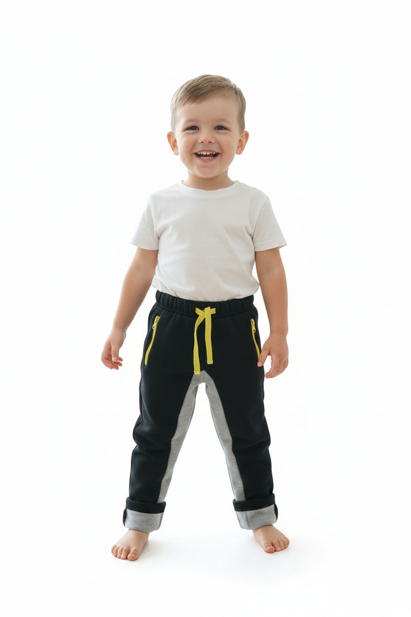 Pantalon noir bande grise