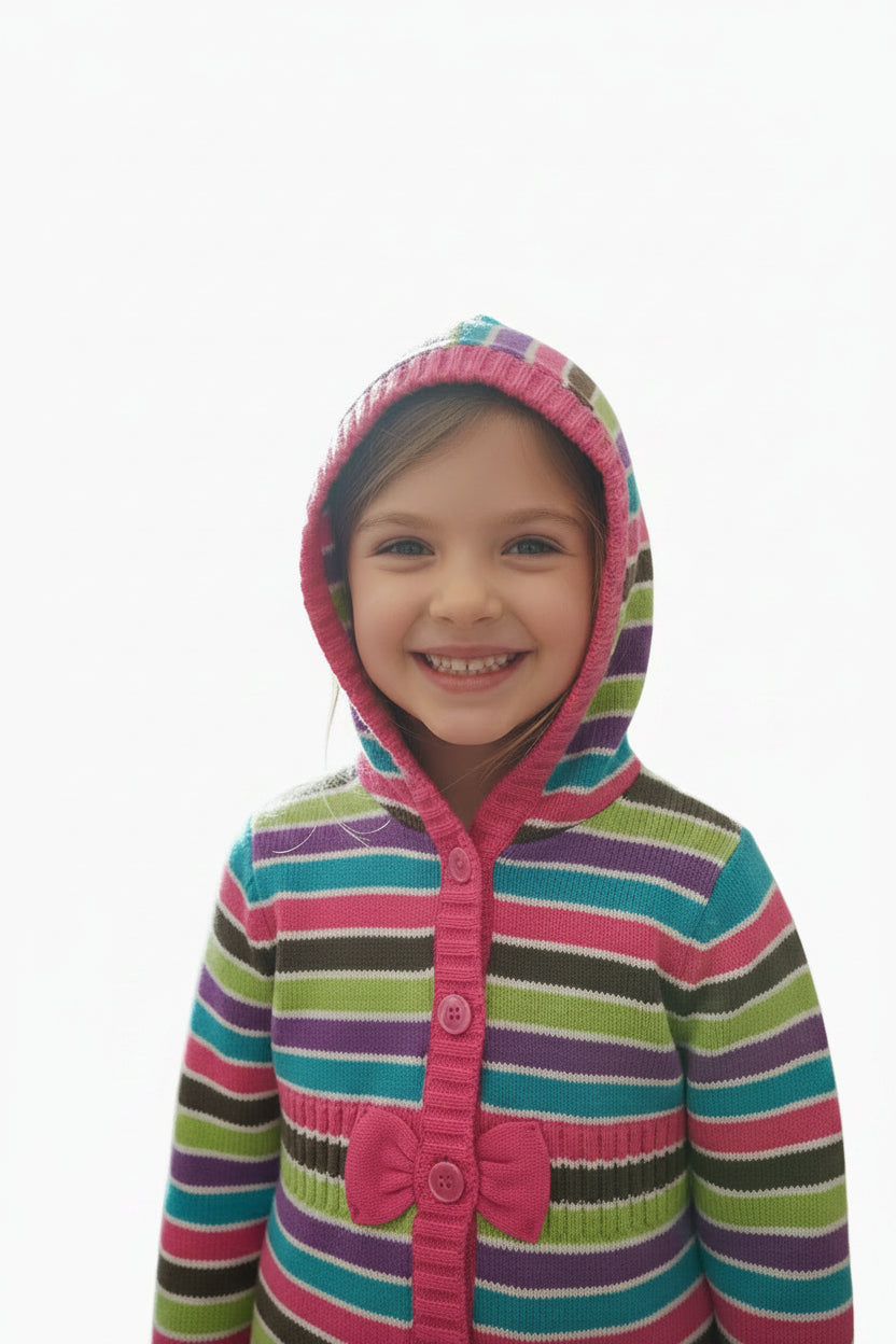 Cardigan Rayé avec Boucle 3 D