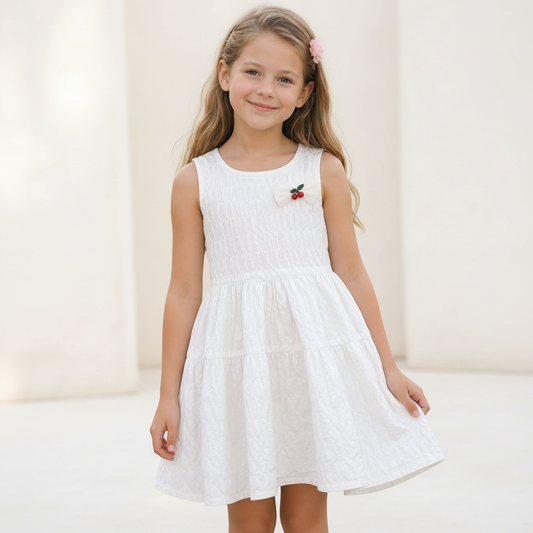 🍒 Robe blanche cerise – douceur d’été