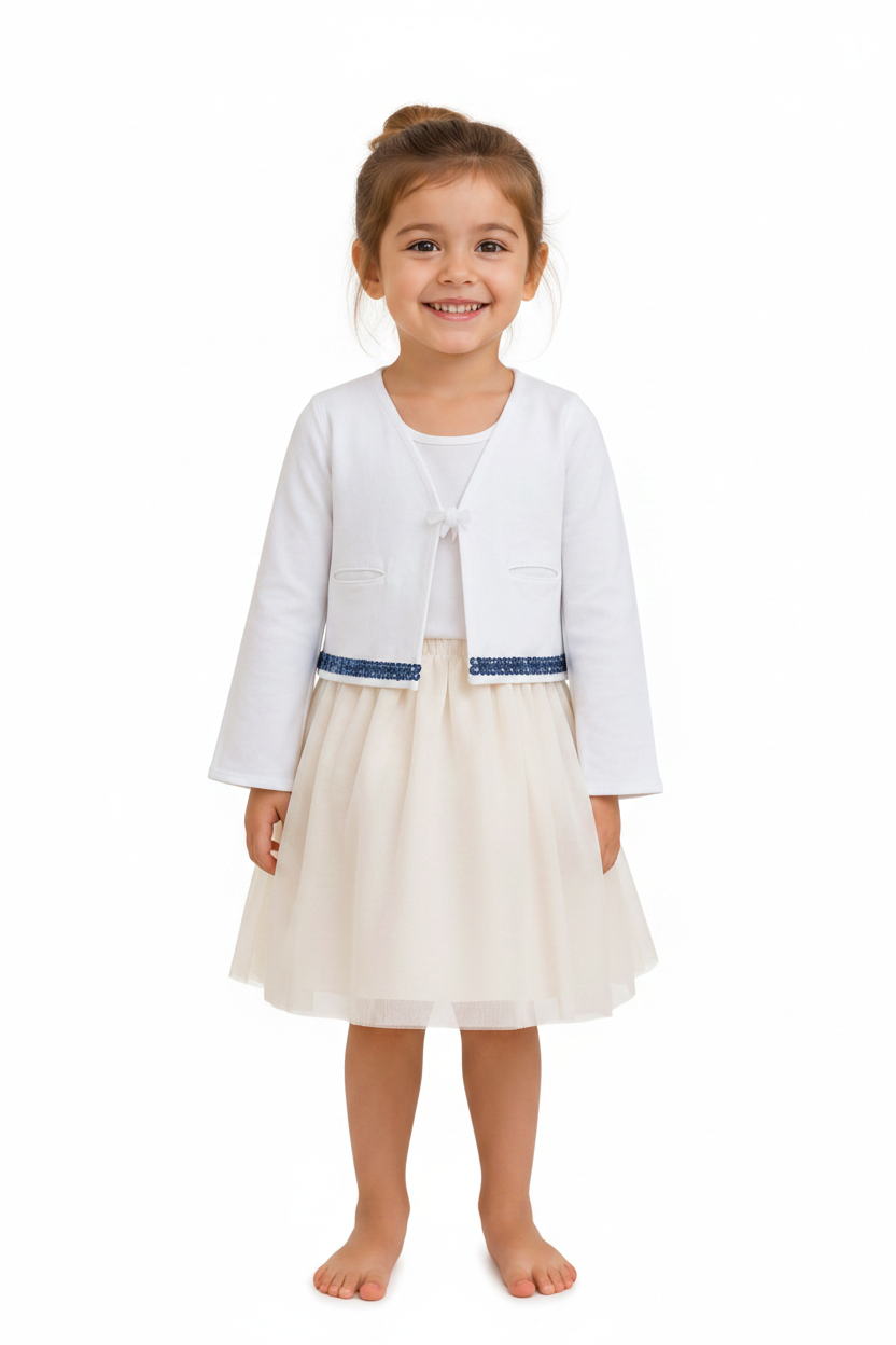 Cardigan blanc avec sequins bleus