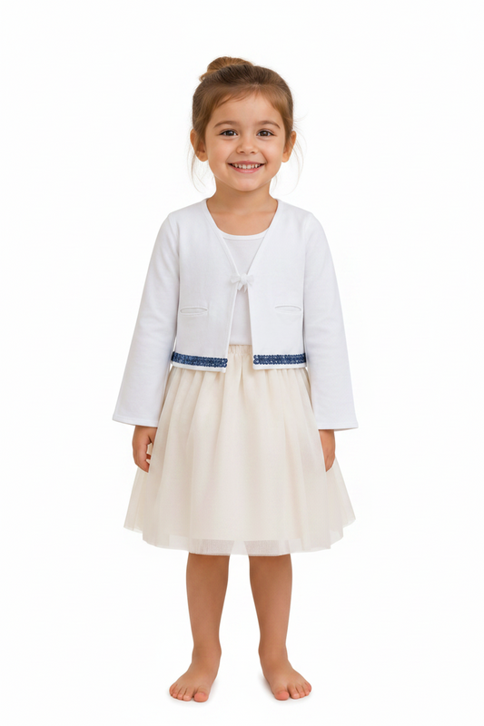 Cardigan blanc avec sequins bleus