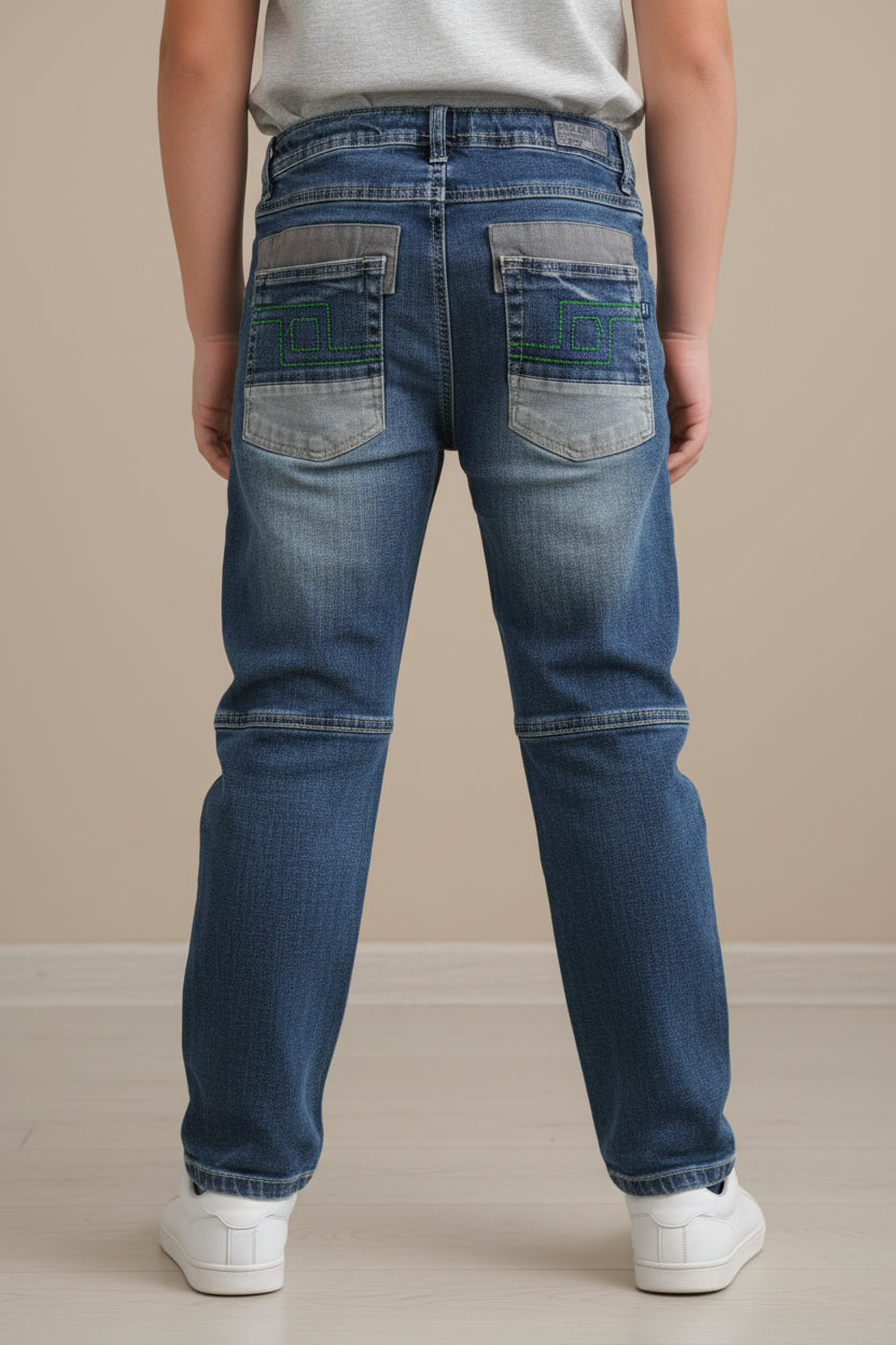 Jeans patchwork bleu – Style unique & confort assuré
