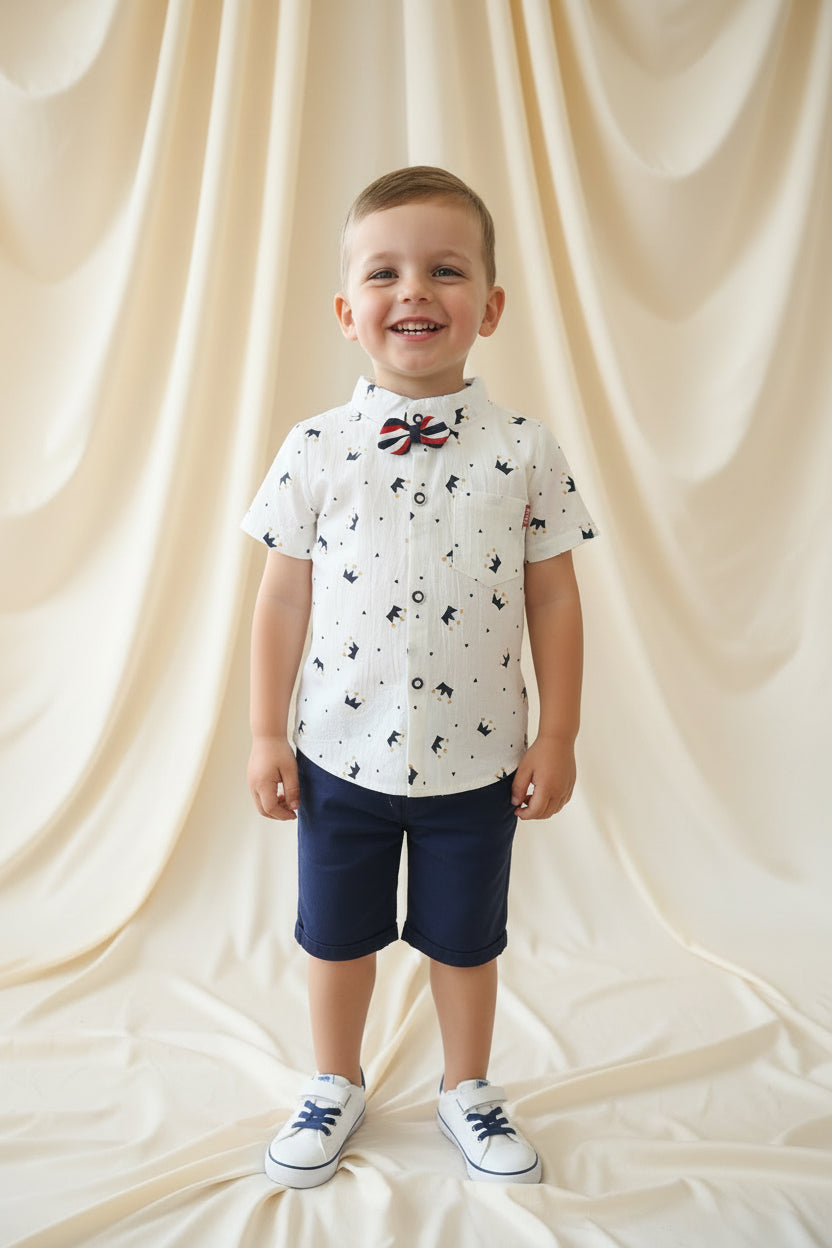 Chemise Gentleman Petites Couronnes avec Noeuf Papillon