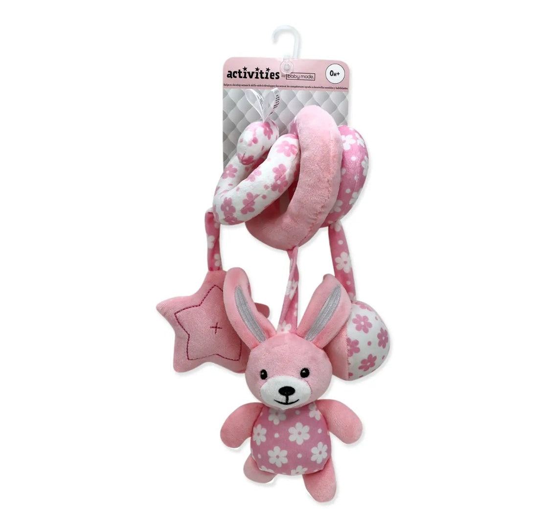 Jouet spirale bébé – Lapin rose & étoiles