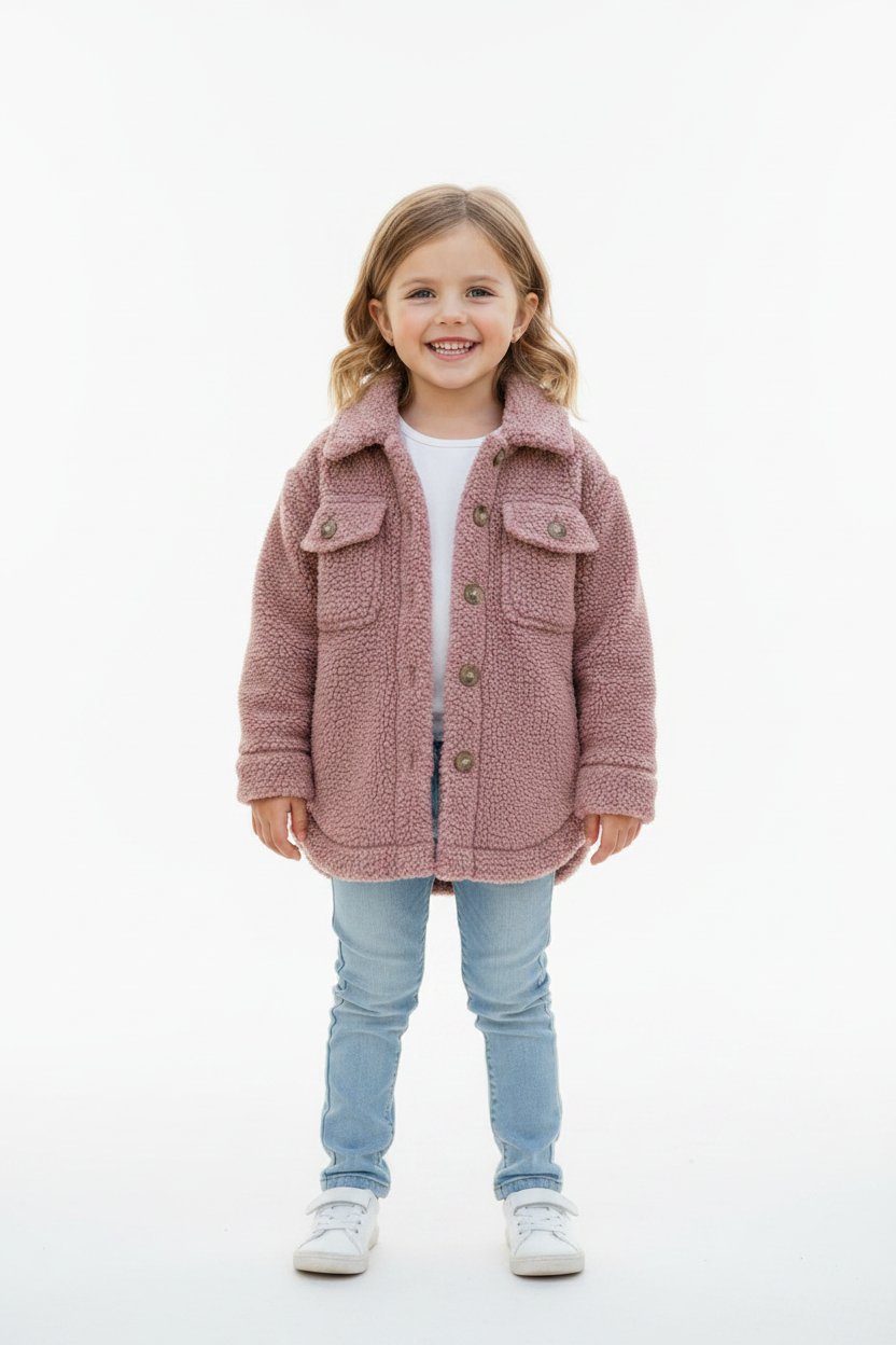 Veste en peluche rose – douceur & confort